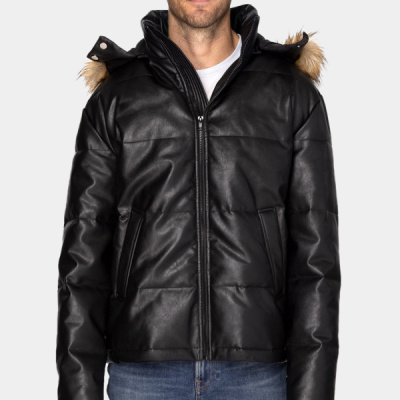 Unisex Vegan Leather Puffer Jacket Thumbnail