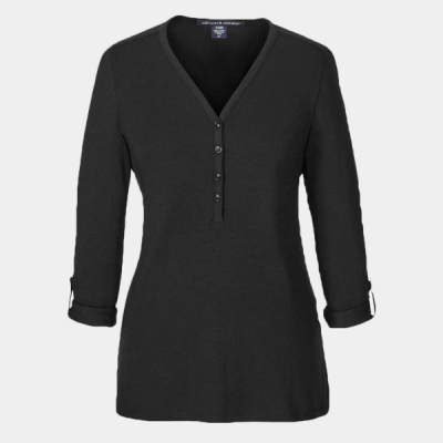 Women's Perfect Fit™ Y-Placket Convertible Sleeve Knit Top Thumbnail