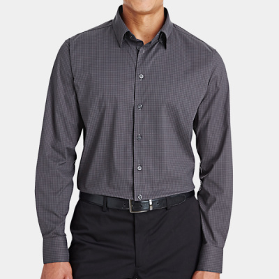Men's CrownLux Performance® Tonal Mini Check Woven Dress Shirt Thumbnail