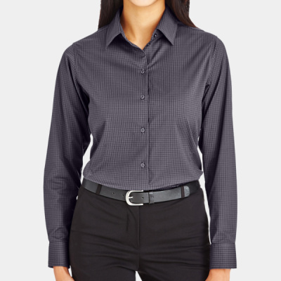 Women's CrownLux Performance® Tonal Mini Check Woven Dress Shirt Thumbnail