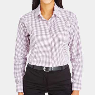 Women's CrownLux Performance® Micro Windowpane Woven Dress Shirt Thumbnail